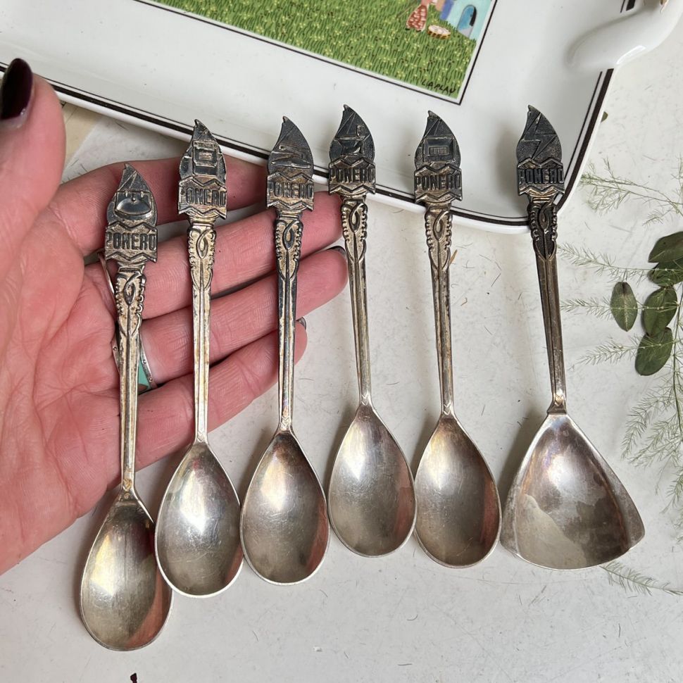 Ложка и совочек набор 6 шт. мельхиор серебрение