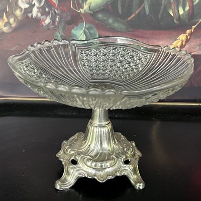 Ваза фруктовница Val Saint Lambert 16 см серебрение Бельгия  