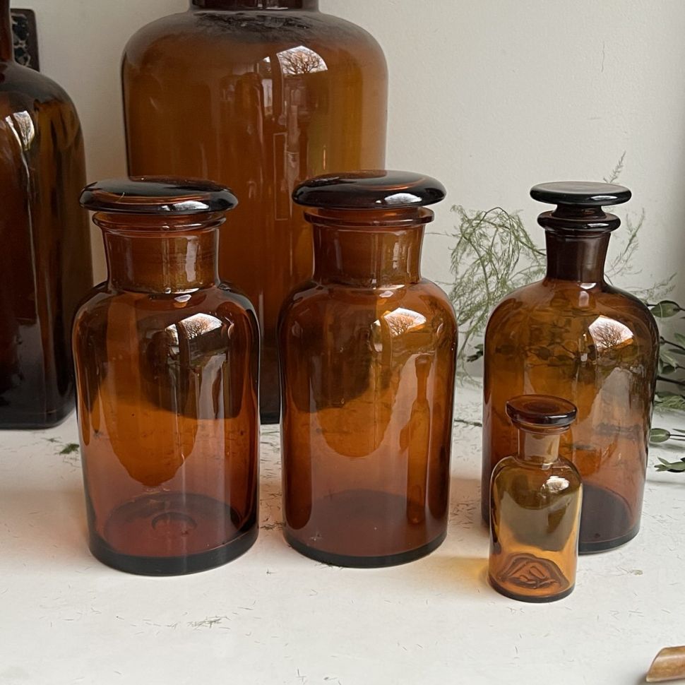 Банка аптечная коричневая 19 см стекло