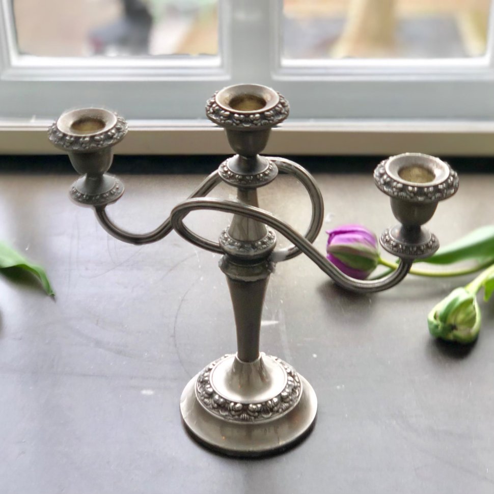 Канделябр с витыми ручками, мельхиор Англия