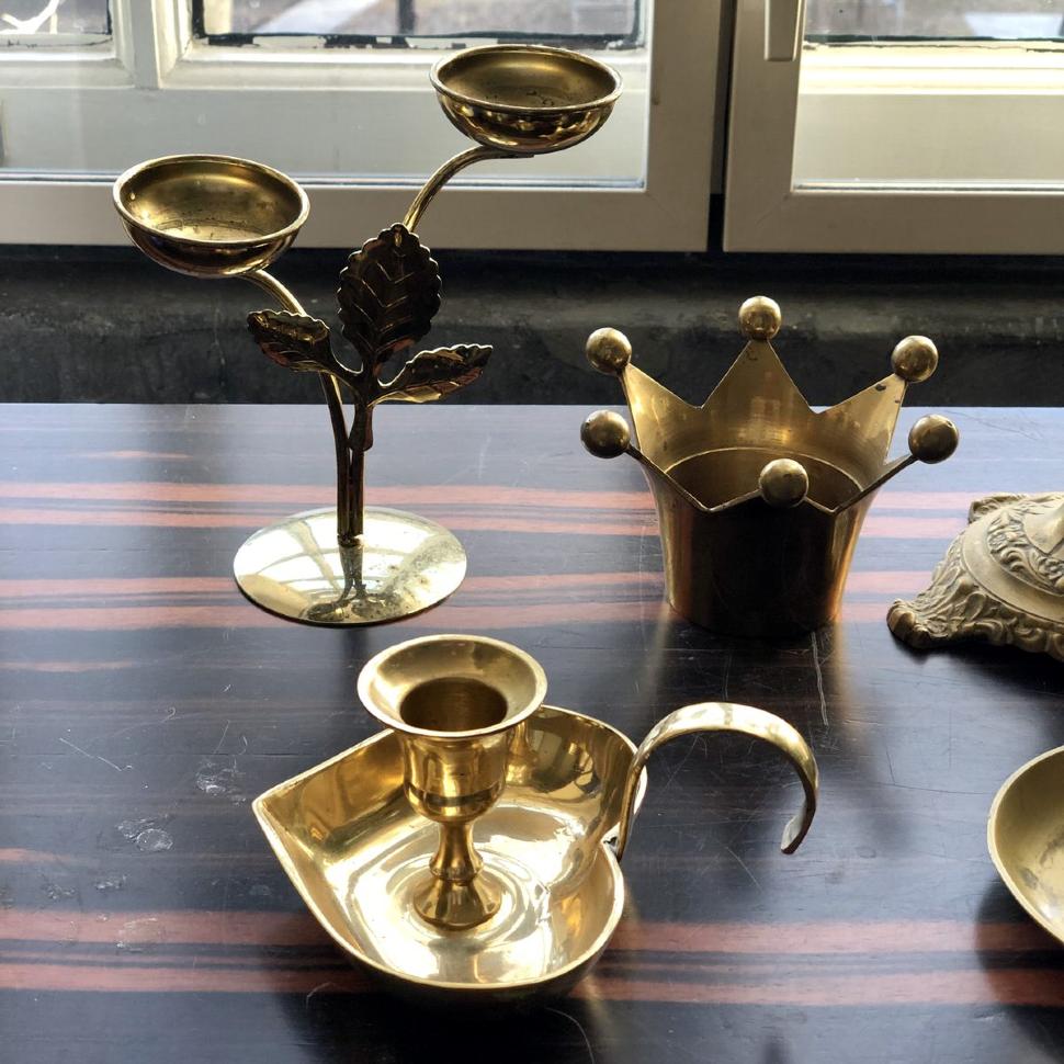 Подсвечник сердце латунь