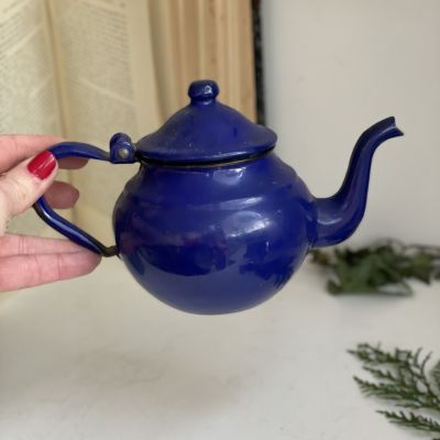 Чайник заварочный эмалированный 600 мл синий уценка