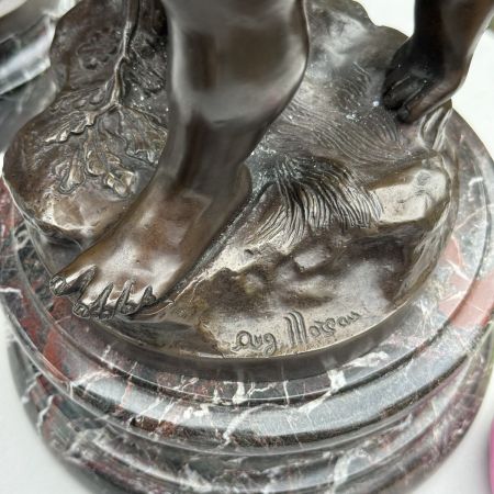 Статуэтка Скульптура Moreau Мальчик с птичкой 48 см Франция бронза мрамор