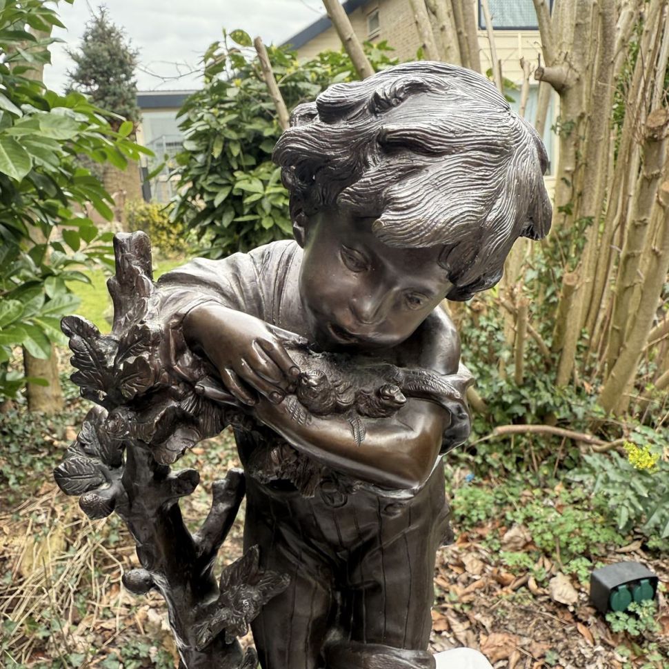 Статуэтка Скульптура Moreau Мальчик с птичкой 48 см Франция бронза мрамор
