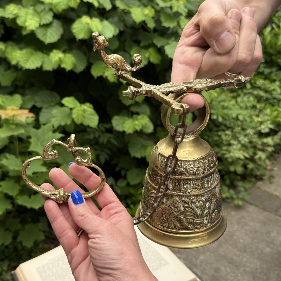 Колокол подвесной Кот латунь