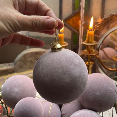 Шар елочный с велюровым покрытием 8 см розовый