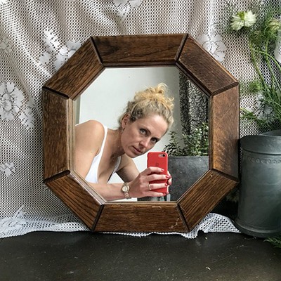 Зеркало в дубовой раме 8-ми гранник