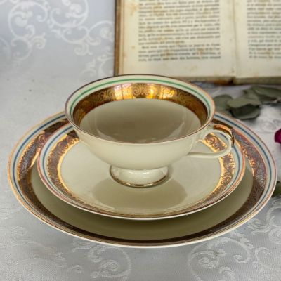 Чайное трио Fugstenberg зеленая полоса Германия