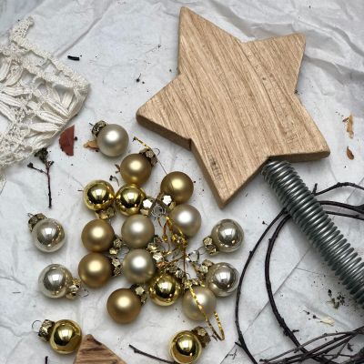 Мини елочный шар золотистый набор 20 шт. стекло