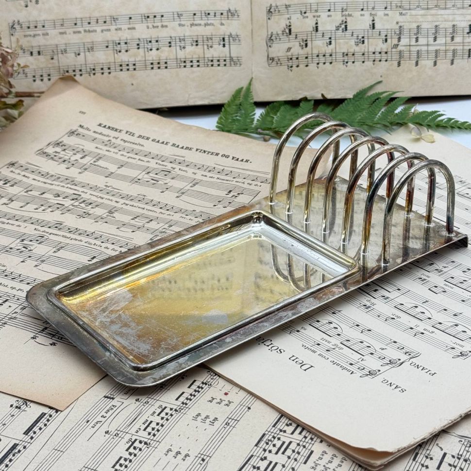 ​Салфетница подставка для тостов на 6 шт на подносе мельхиор 