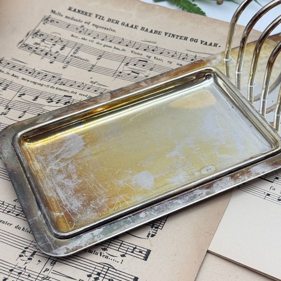 ​Салфетница подставка для тостов на 6 шт на подносе мельхиор 