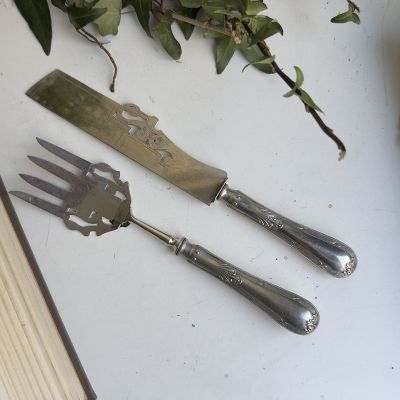 Вилка и нож для рыбы набор 26 см серебрение Арнуво Франция