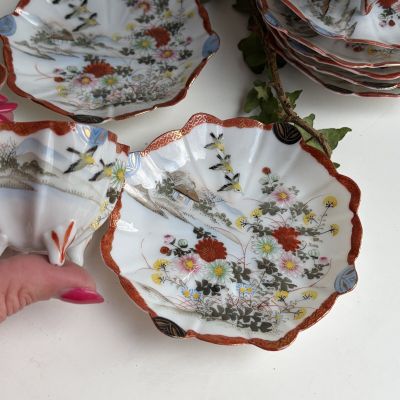 Чайная пара Весна Satsuma 75 мл 1900 гг фарфор Япония