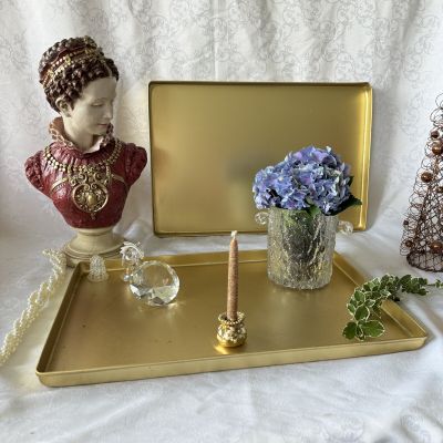 Поднос для декора сталь золотая 32х48 см