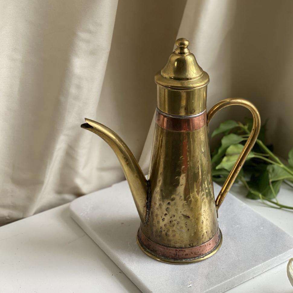 Кофейник с ситом-фильтром 900 мл Бельгия латунь медь течет