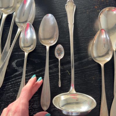 Ложка для салата 25 см серебрение