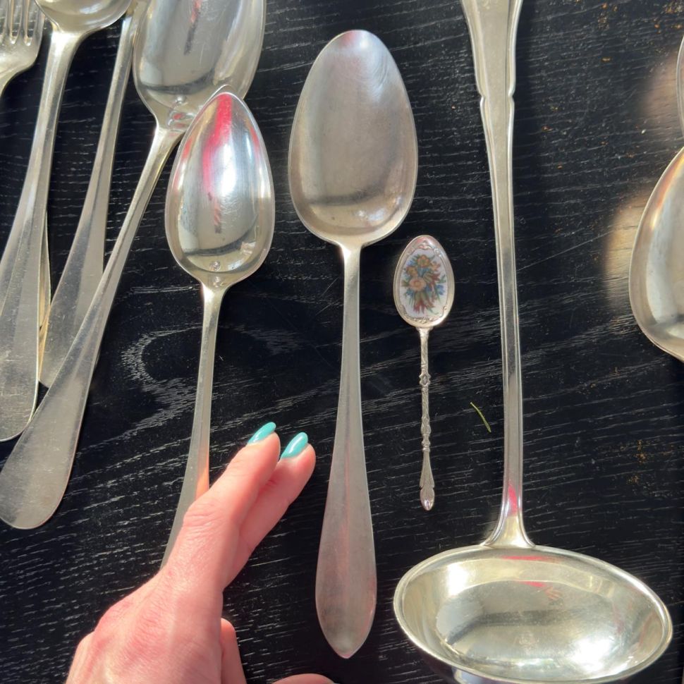 Ложка для салата 25 см серебрение