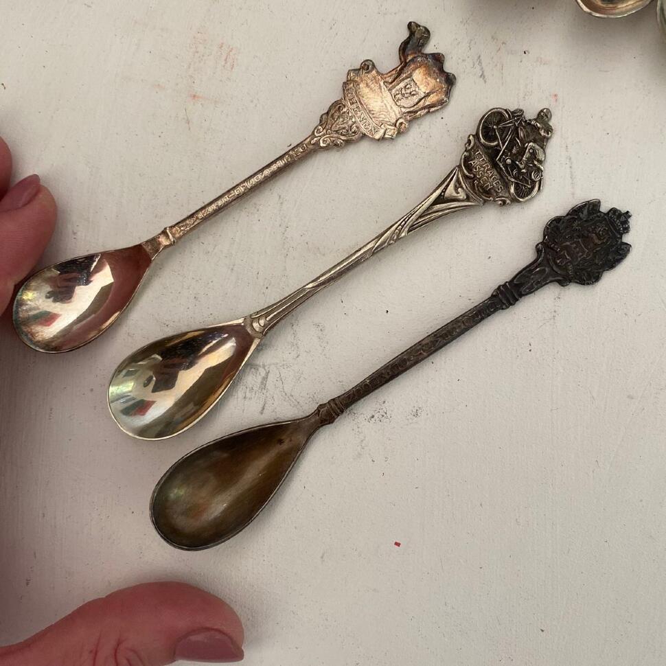 Ложка кофейная 12 см набор 3 шт серебрение 90 разные