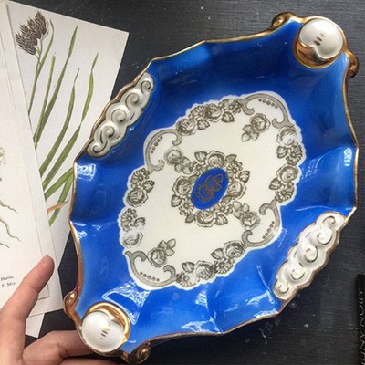 Блюдо сервировочное нарядное Синее и Золото