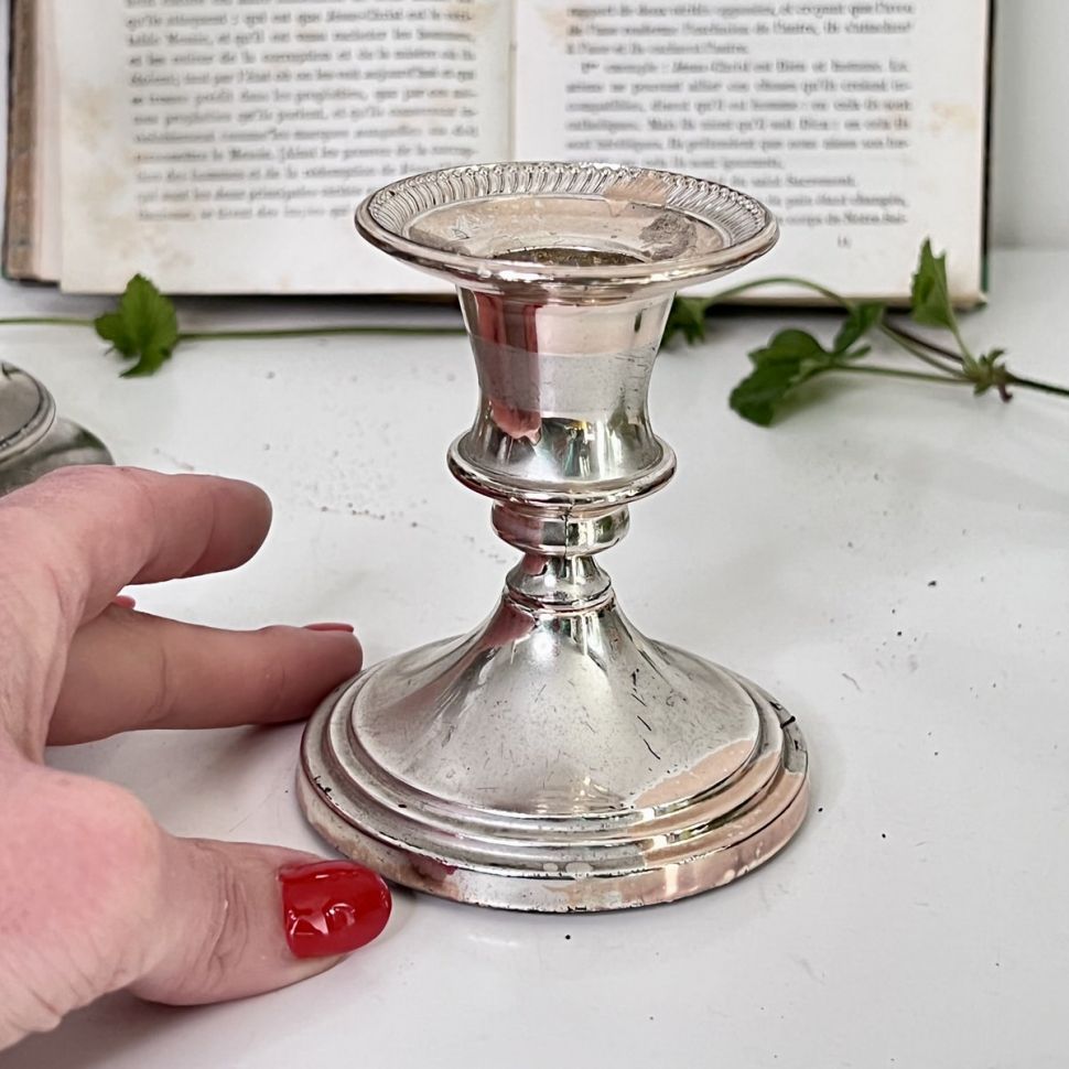 Подсвечник 9 см мельхиор серебрение