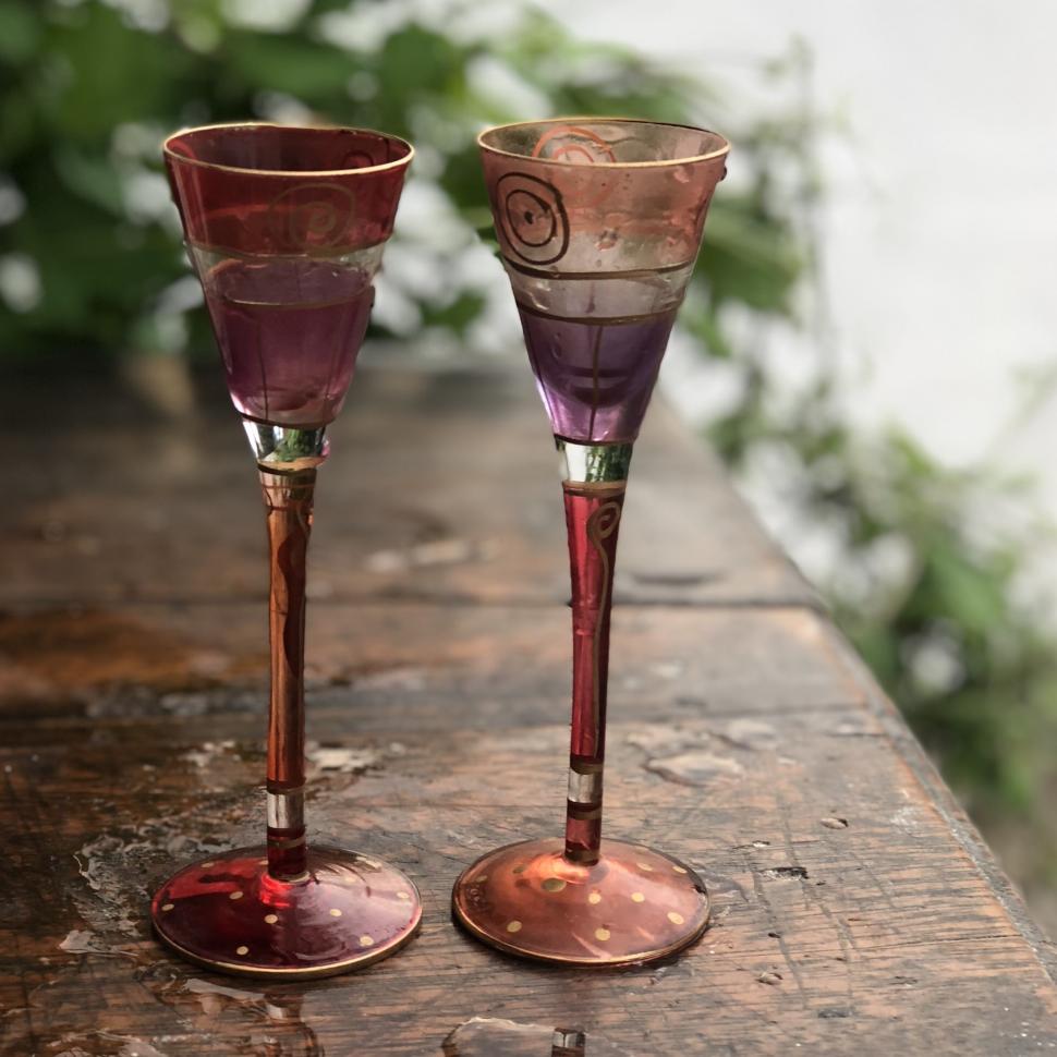 Рюмка 25мл на высокой ножке, цветное стекло, роспись