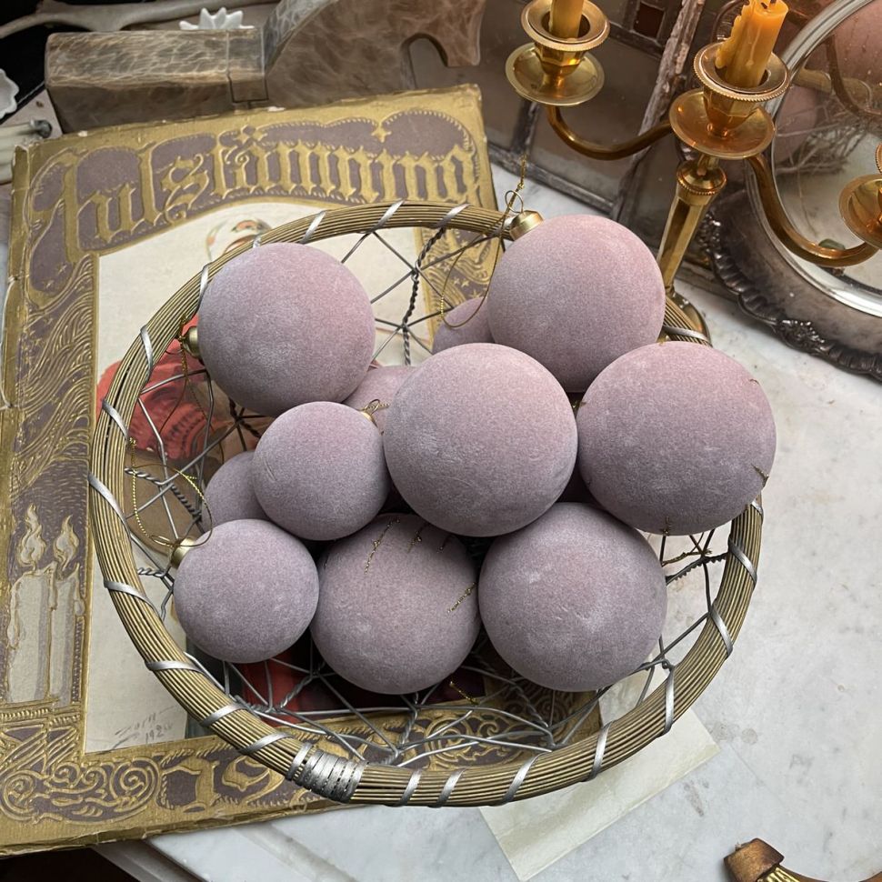 Шар елочный с велюровым покрытием 6 см розовый