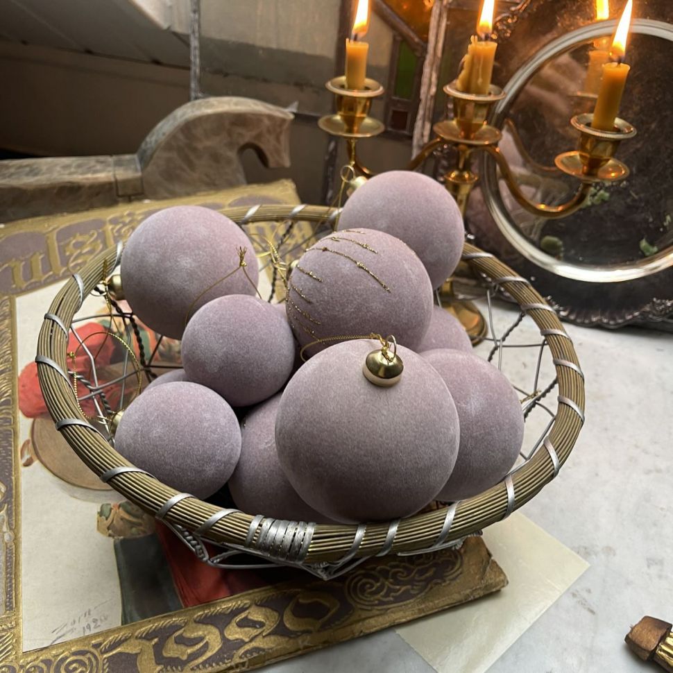 Шар елочный с велюровым покрытием 6 см розовый