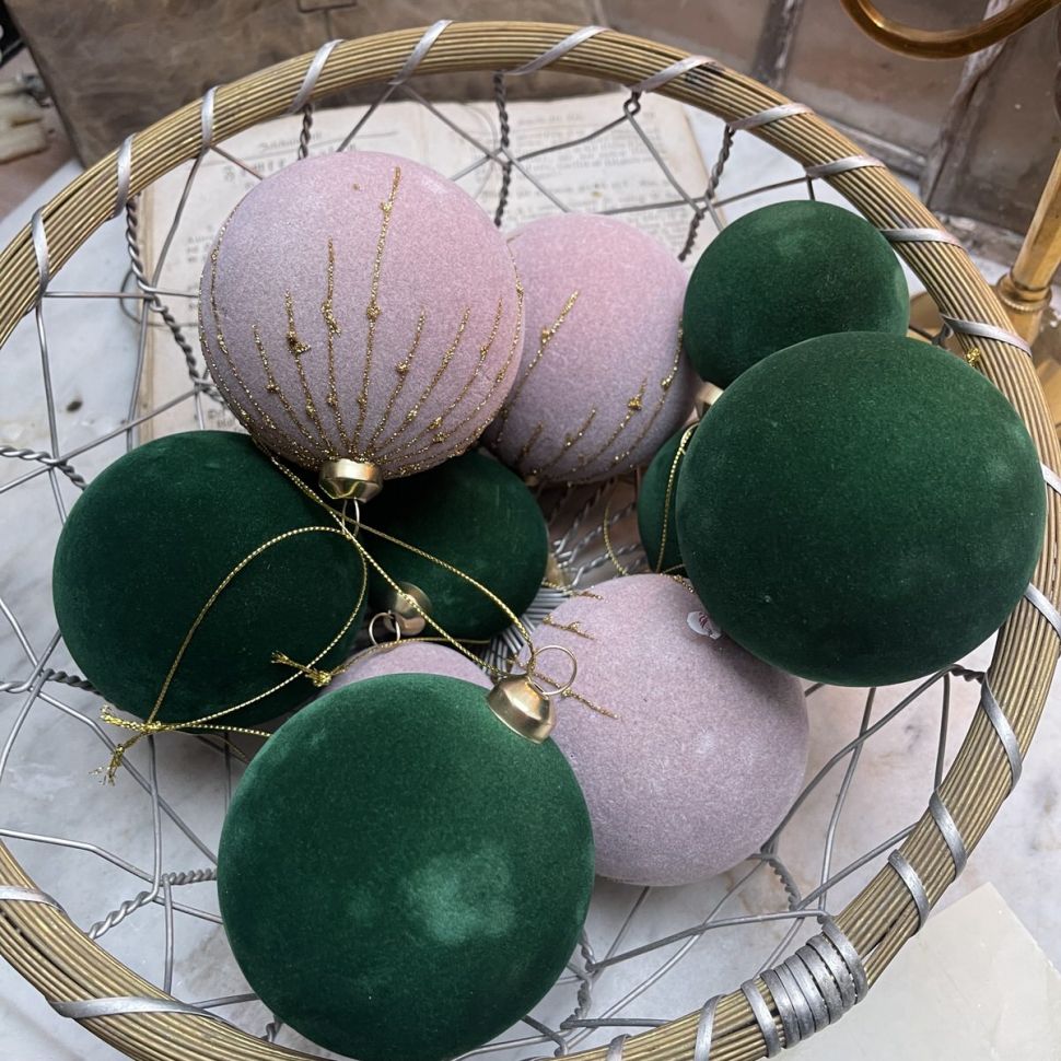 Шар елочный с велюровым покрытием 6 см розовый