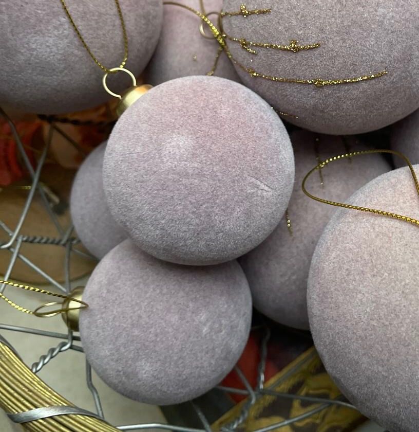 Шар елочный с велюровым покрытием 6 см розовый