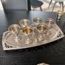 Набор поднос и 6 рюмок 25 мл сталь