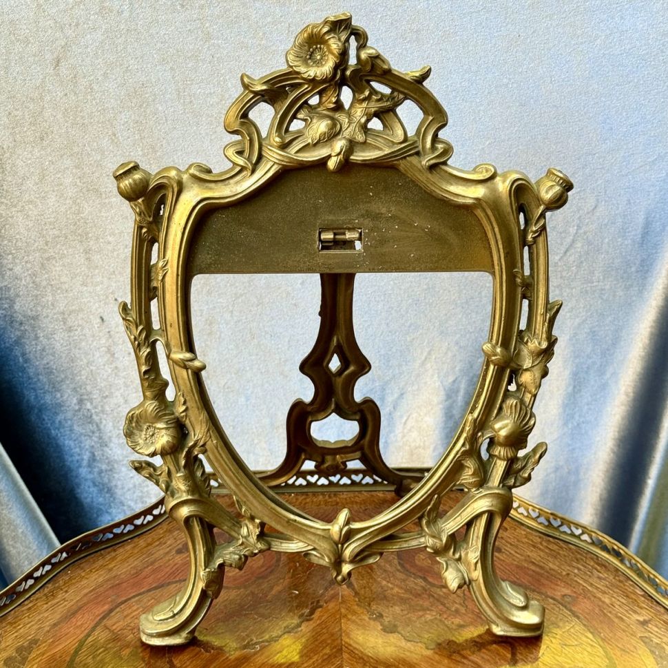 Рамка под фотографию зеркало Арнуво 36х26 см латунь  