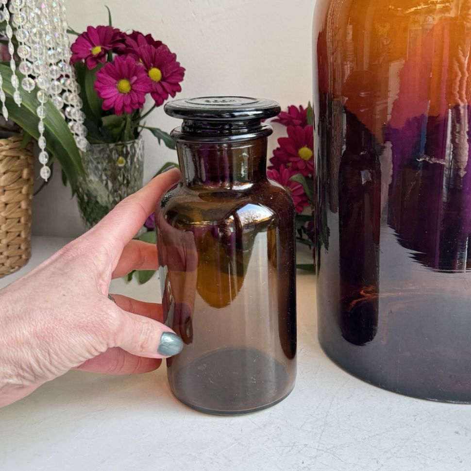 Банка аптечная коричневая 18 см стекло уценка