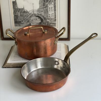 Сковорода 16 см медь ручка латунь