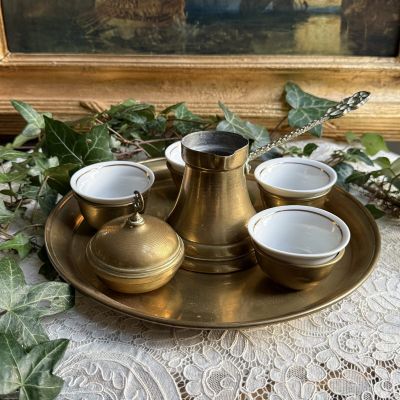 Набор для кофе 7 предметов фарфор латунь