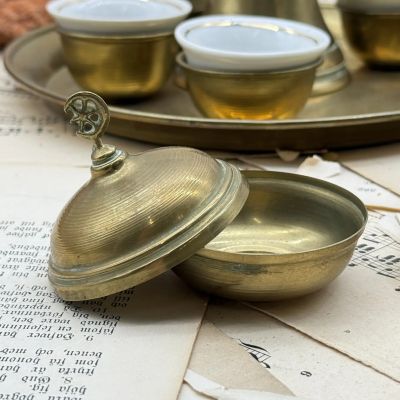 Набор для кофе 7 предметов фарфор латунь