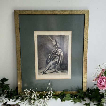 Картина гравюра Орлеанский гусар 37х45 см см в раме
