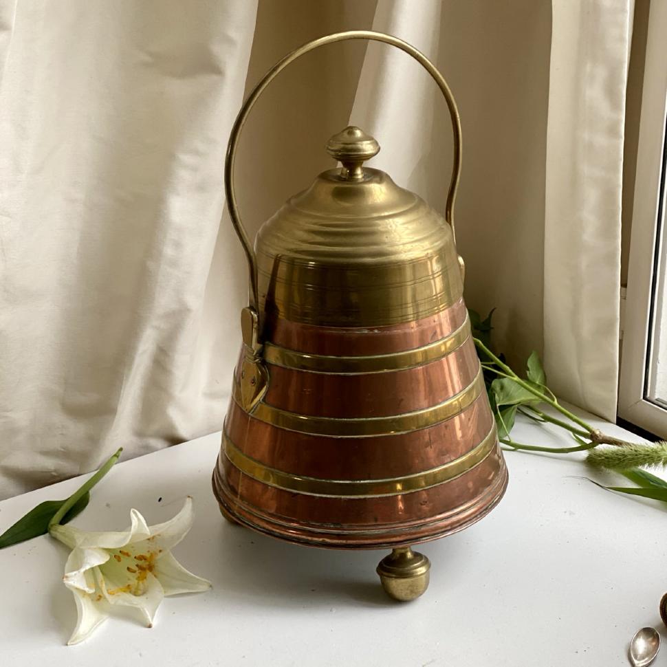 Ведро с крышкой 34 см медь латунь