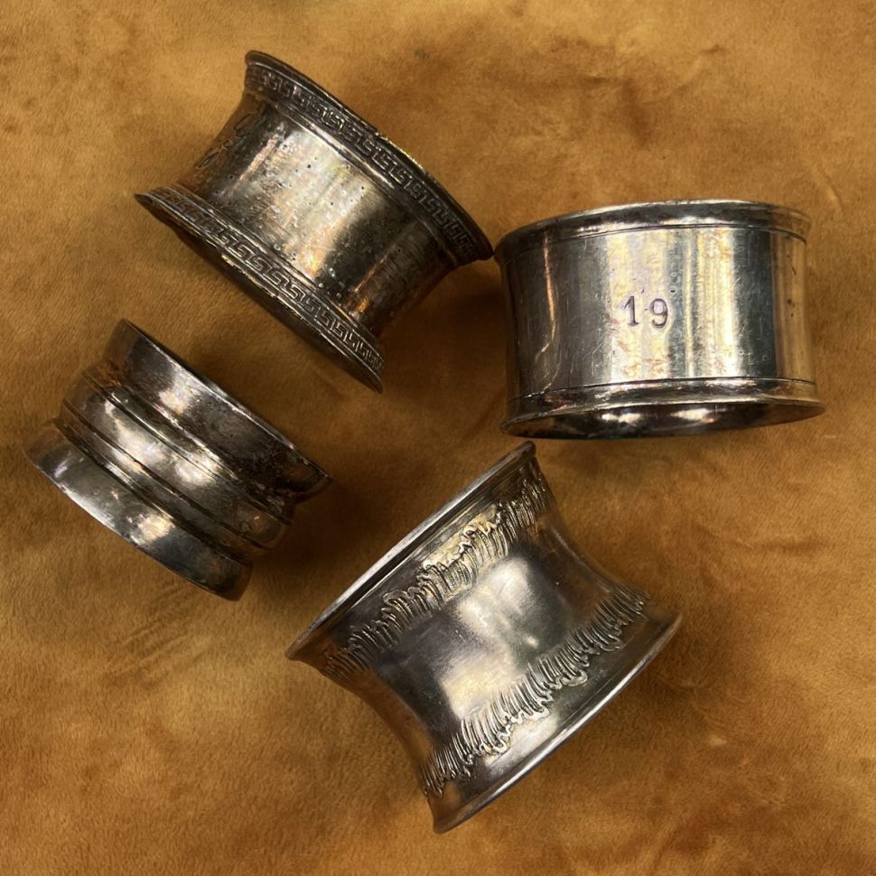 Кольцо для салфетки набор 4 шт. серебрение