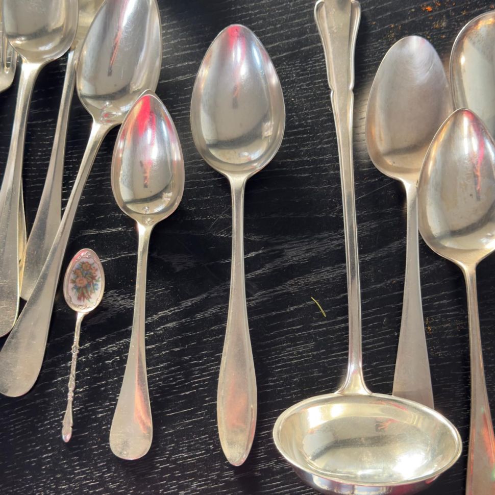 Ложка для салата 26 см серебрение