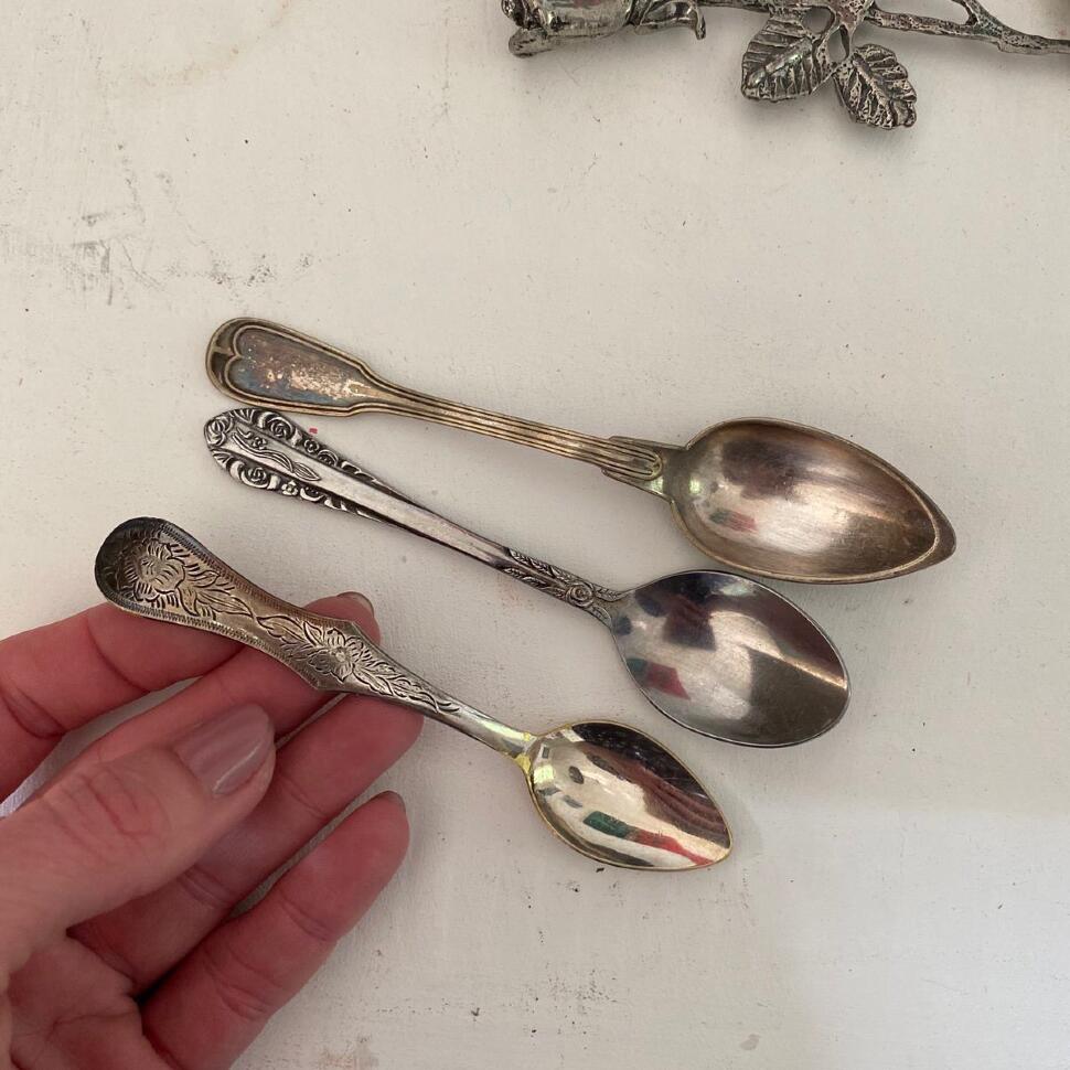 Ложка чайная 13 см набор 3 шт. разные мельхиор