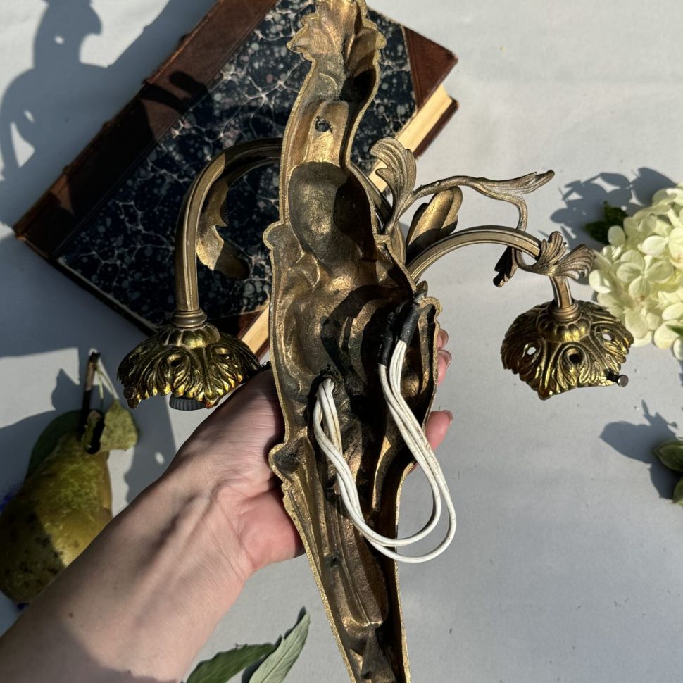 Бра настенное на 2 лампы 40 см бронза Франция    