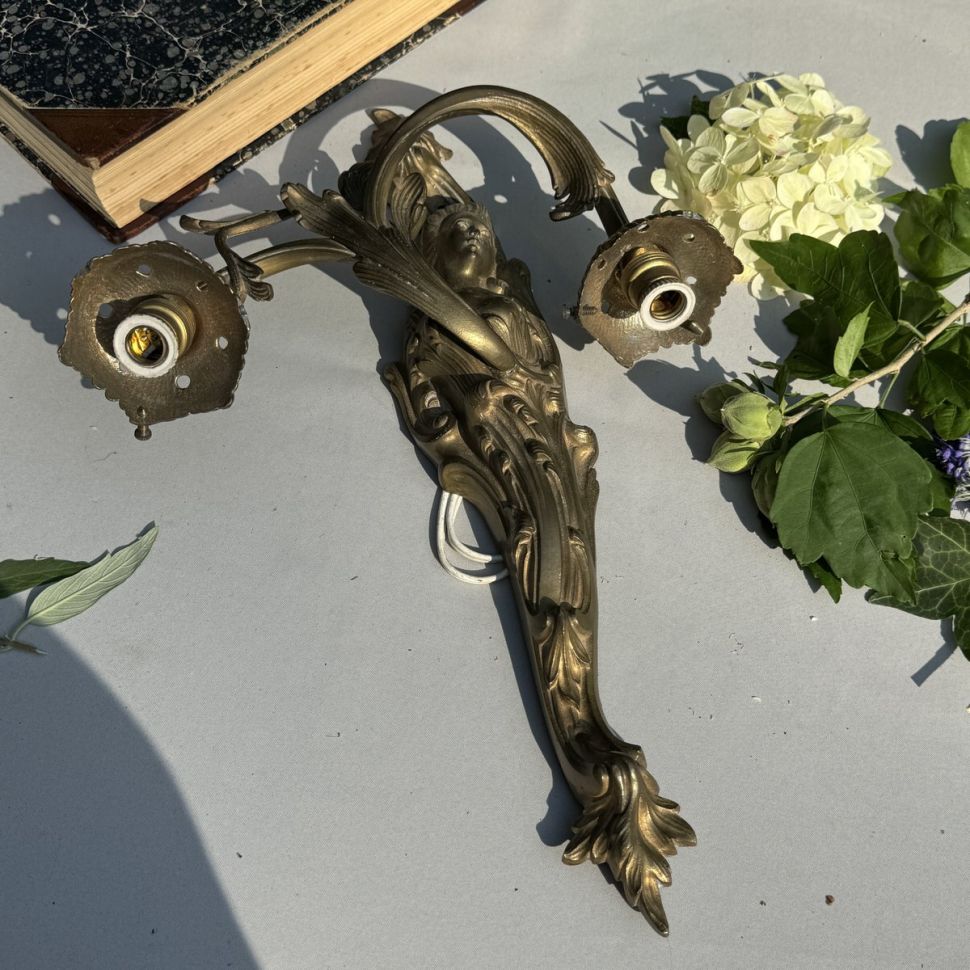 Бра настенное на 2 лампы 40 см бронза Франция    