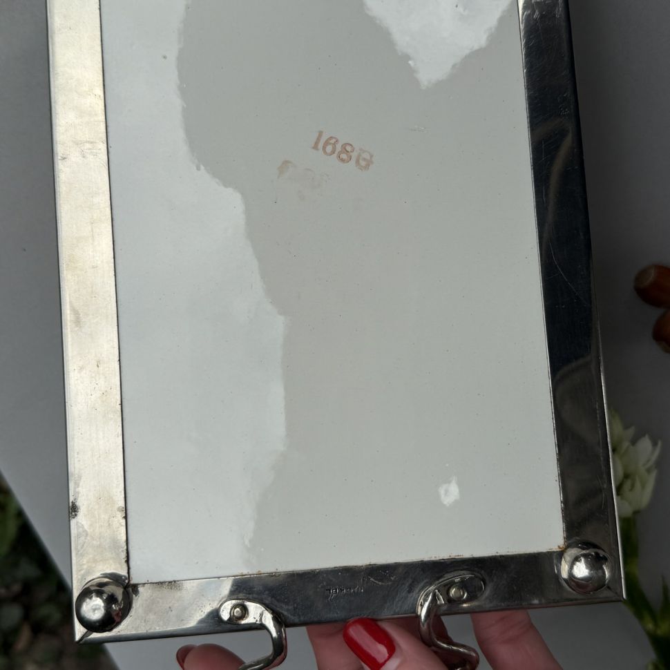 Поднос с ручками 33х17 см керамика мельхиор Арнуво 1900 г