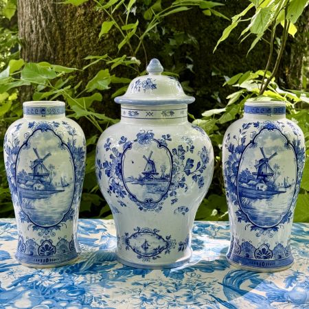 Ваза чайница с крышкой Delft Мельница 34 см Голландия