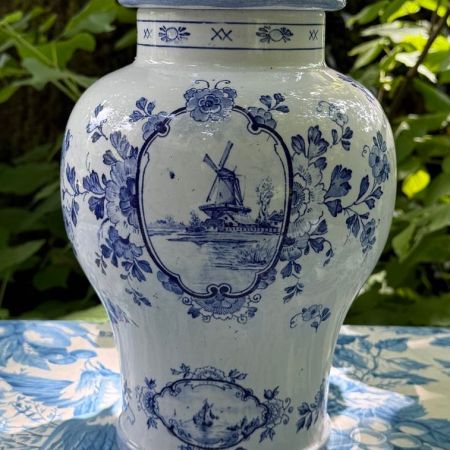 Ваза чайница с крышкой Delft Мельница 34 см Голландия