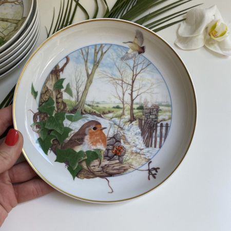 Тарелка Arzberg Birds of the Country Year Декабрь 17 см фарфор Германия