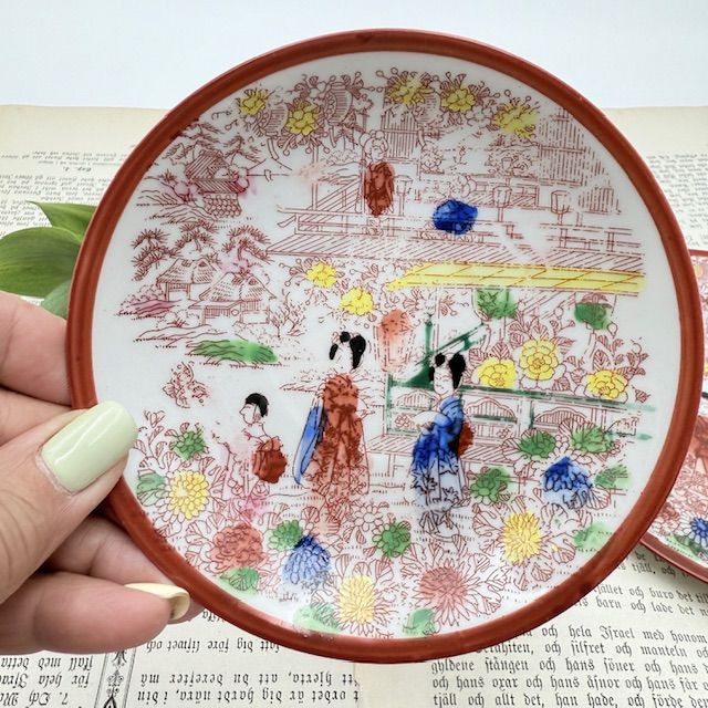 Чайная пара Гейши в парке 150 мл фарфор Япония        