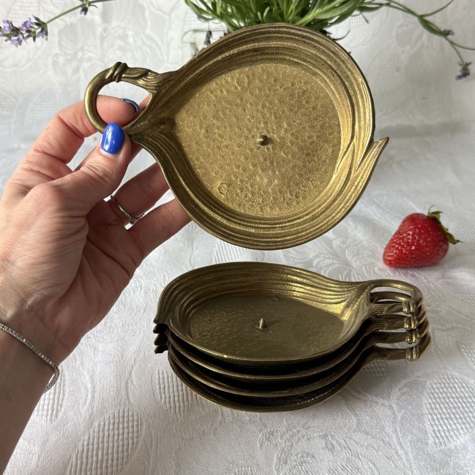 Подсвечник для широкой свечи 16 см латунь Арнуво