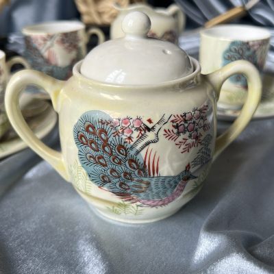 Сахарница с крышкой Павлин 10 см фарфор Япония