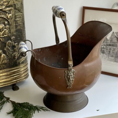 Зольник Львы 37 см медь латунь керамика